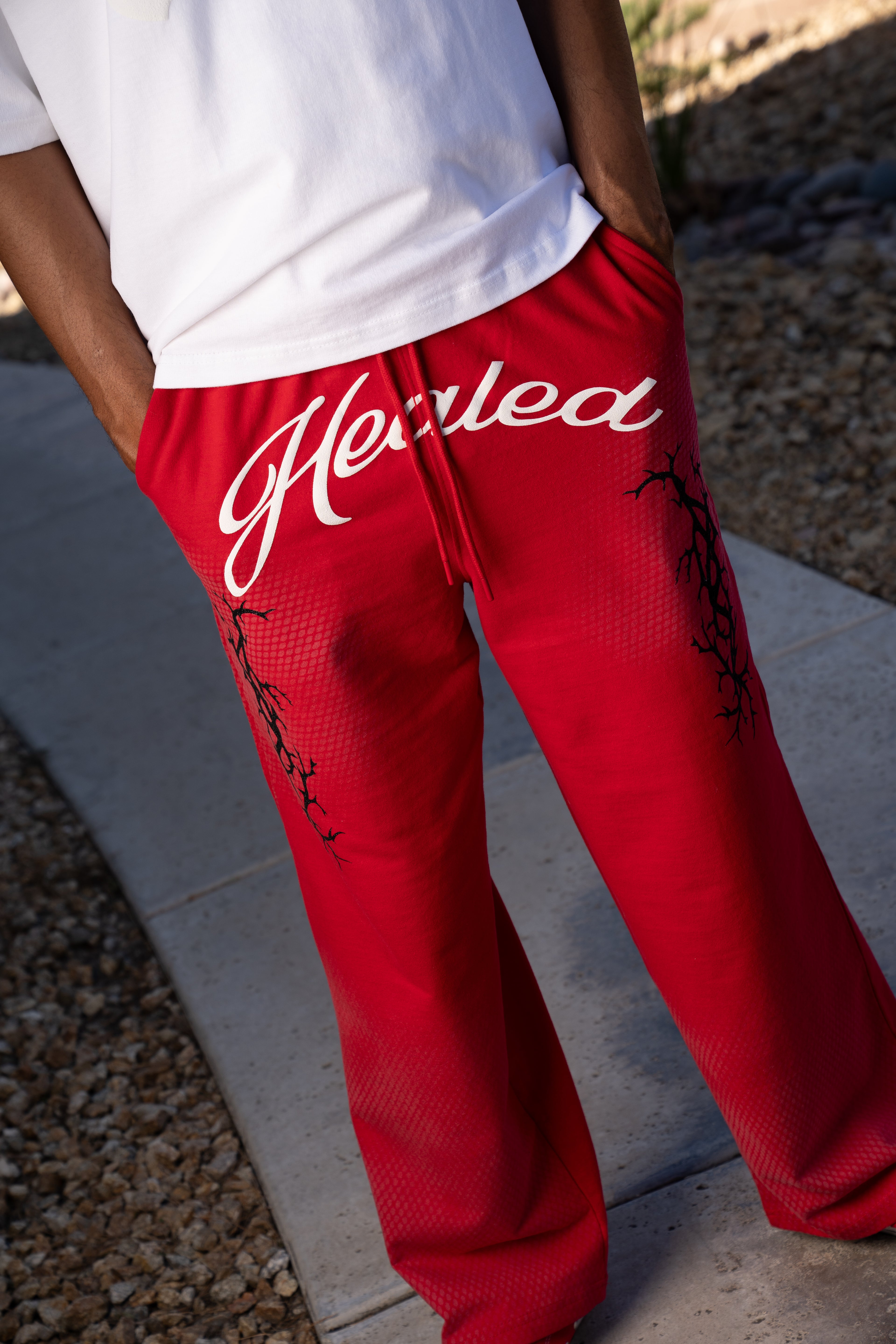“HEALED” Wide Leg Terry Sweatpants