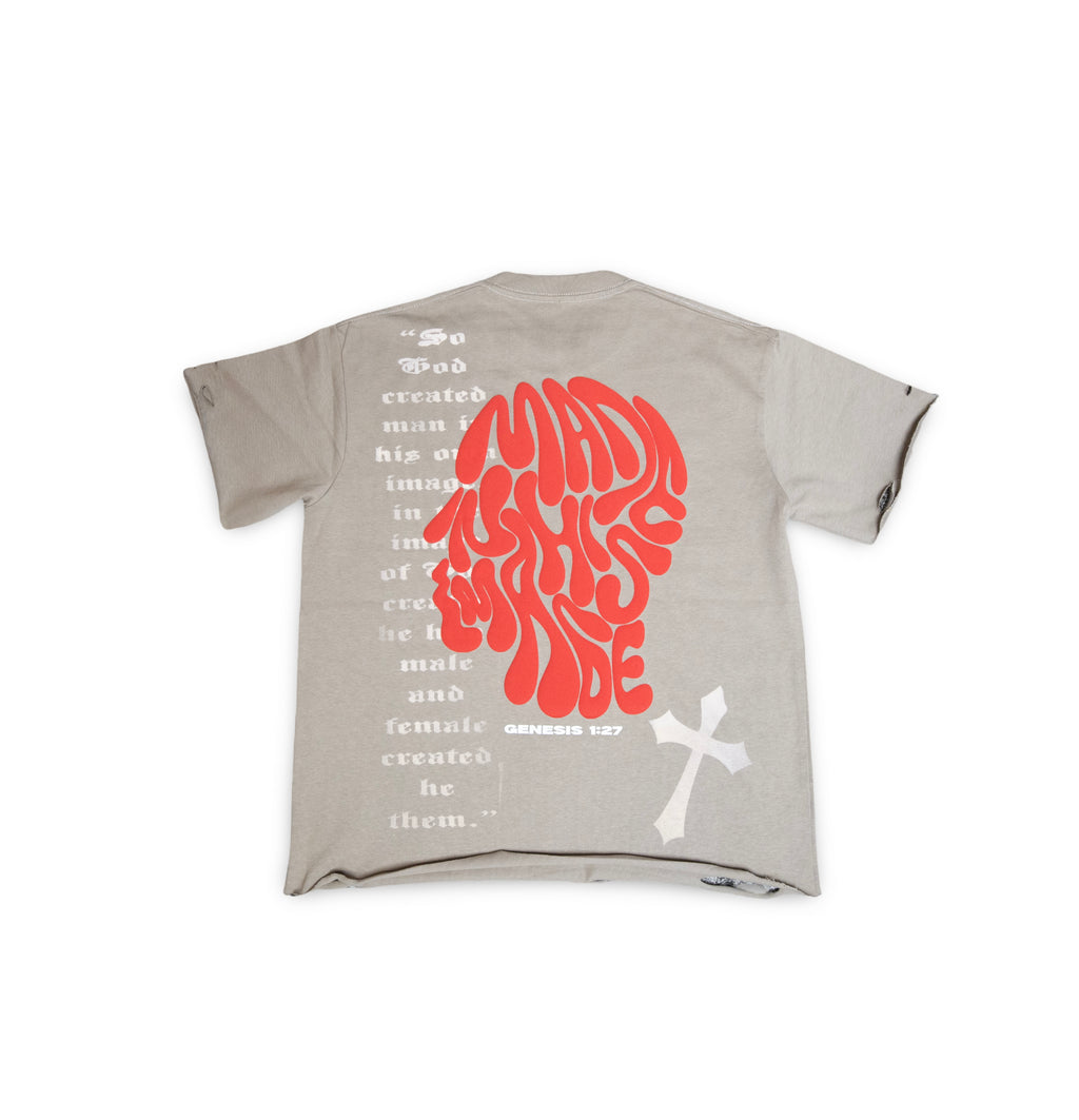 Made In His Image Distressed T shirt